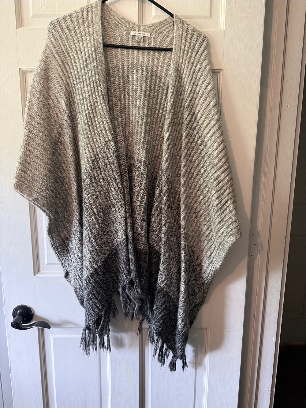 American Eagle Outfitters Cream Knit Fringe Cardigan